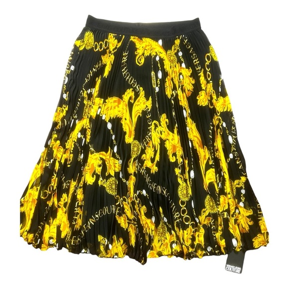 Versace Jeans Couture Chain Couture midi skirt Savage Barocco IT 48 US 12 pleats - Picture 6 of 9